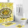 Versace Big Medusa In Baroque Background Bathroom Set Hypebeast Luxury Fashion Brand Home Decor Bath Mat