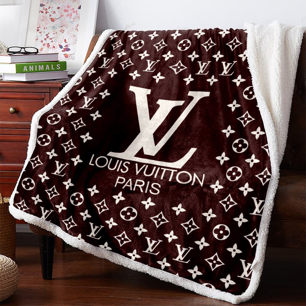 Louis Vuitton Brown Logo Fleece Blanket Luxury Fashion Brand Home Decor