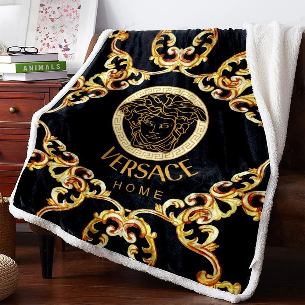 Versace Black Golden Fleece Blanket Luxury Fashion Brand Home Decor