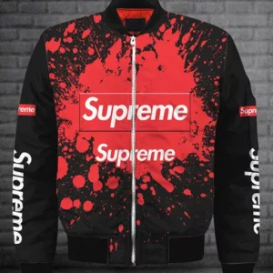 Supreme Red Paint Bomber Jacket Fashion Brand Luxury Outfit