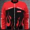 Supreme Red Black Bomber Jacket Luxury Fashion Brand Outfit