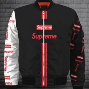 Supreme Black Bomber Jacket Fashion Brand Luxury Outfit