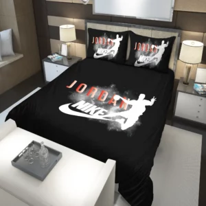Nike Jordan Black Logo Brand Bedding Set Luxury Bedroom Bedspread Home Decor