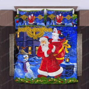 Santa Claus Dolce &amp; Gabbana Logo Brand Bedding Set Home Decor Bedspread Bedroom Luxury