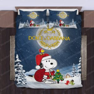 Snoopy Dog Dolce &amp; Gabbana Logo Brand Bedding Set Luxury Bedspread Bedroom Home Decor
