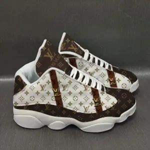 Louis Vuitton LV Brown White Air Jordan 13 Fashion Shoes Trending Sneakers Luxury