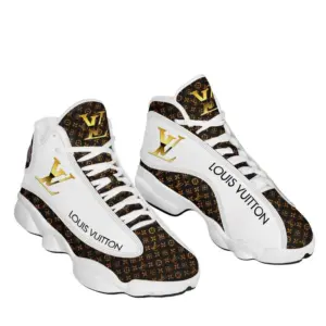 Louis Vuitton White Brown LV Air Jordan 13 Trending Sneakers Shoes Luxury Fashion
