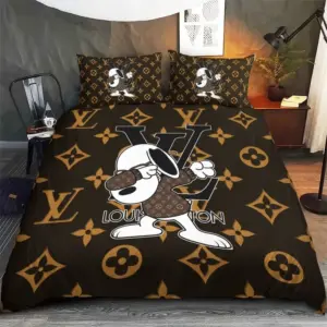 Louis Vuitton Dabbing Snoopy Logo Brand Bedding Set Home Decor Bedspread Luxury Bedroom