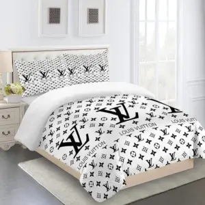 Louis Vuitton Logo Brand Bedding Set Home Decor Bedspread Luxury Bedroom