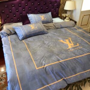 Louis Vuitton Logo Brand Bedding Set Luxury Bedroom Home Decor Bedspread