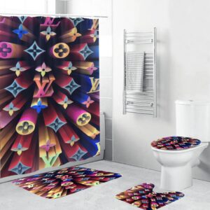 Louis Vuitton Lv Colorful Bathroom Set Bath Mat Hypebeast Home Decor Luxury Fashion Brand