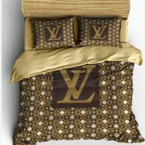 Louis Vuitton Amazing Logo Brand Bedding Set Luxury Bedroom Home Decor Bedspread