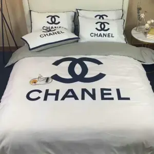 Chanel Logo Brand Bedding Set Bedroom Bedspread Home Decor Luxury