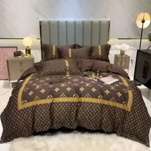 Louis Vuitton Logo Brand Bedding Set Bedroom Home Decor Luxury Bedspread