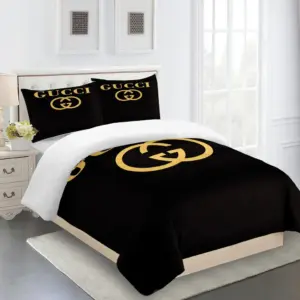 Gucci Logo Brand Bedding Set Bedroom Luxury Bedspread Home Decor