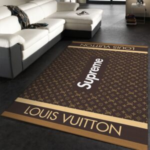 Louis Vuitton And Supreme Perfect Combo Area Luxury Fashion Brand Rug Home Decor Door Mat Area Carpet