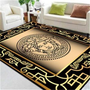 Versace Areablack Gold Luxury Fashion Brand Rug Home Decor Area Carpet Door Mat