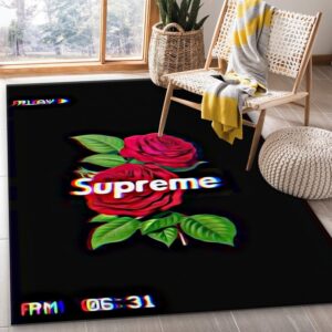 Supreme Rose V Area Bed Luxury Fashion Brand Rug Home Decor Door Mat Area Carpet
