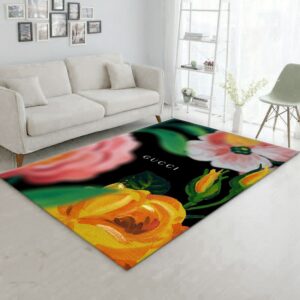 Gucci Flowers Area Christmas Luxury Fashion Brand Rug Door Mat Area Carpet Home Decor