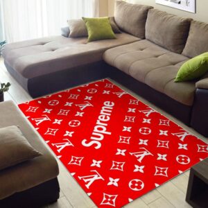 Louis Vuitton Supremered Luxury Fashion Brand Rug Home Decor Door Mat Area Carpet