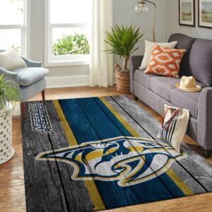 Nashville Predators Nhl Team Logos Wooden Style Type 7157 Rug Living Room Home Decor Area Carpet