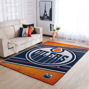 Edmonton Oilers Nhl Team Logo Type 7715 Rug Area Carpet Living Room Home Decor
