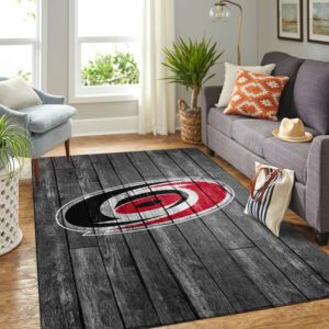Carolina Hurricanes Nhl Team Logo Grey Wooden Type 7724 Rug Living Room Home Decor Area Carpet