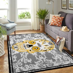Pittsburgh Penguins Nhl Team Logo Skull Flower Type 7803 Rug Area Carpet Living Room Home Decor
