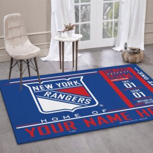 Customizable New York Rangers Wincraft Personalized Nhl Type 7838 Rug Area Carpet Living Room Home Decor