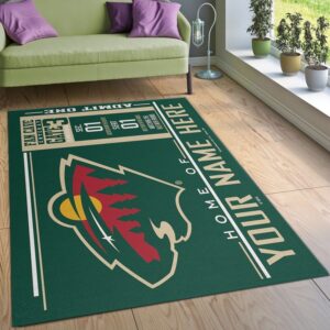 Customizable Minnesota Wild Wincraft Personalized Nhl Type 7876 Rug Area Carpet Living Room Home Decor