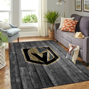 Vegas Golden Knights Nhl Team Logo Grey Wooden Type 7908 Rug Living Room Area Carpet Home Decor