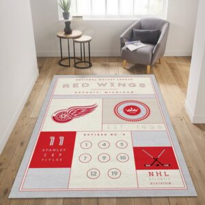 Detroit Red Wings Nhl Art Nhl Us Type 7926 Rug Area Carpet Home Decor Living Room