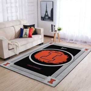 Illinois Fighting Illini Ncaa Team Logo Nice Type 8289 Rug Living Room Home Decor Area Carpet