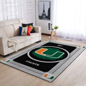 Miami Hurricanes Ncaa Team Logo Nice Type 8482 Rug Living Room Area Carpet Home Decor