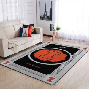 Illinois Fighting Illini Ncaa Team Logo Nice Type 8505 Rug Home Decor Area Carpet Living Room