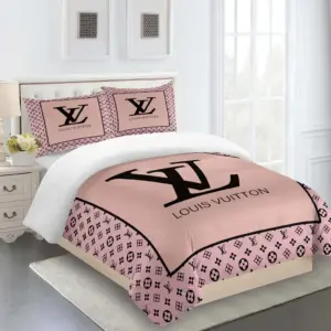 Louis Vuitton Logo Brand Bedding Set Bedspread Luxury Bedroom Home Decor