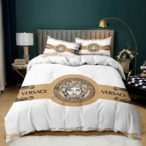Versace Logo Brand Bedding Set Home Decor Bedspread Bedroom Luxury