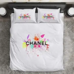 Chanel Paris Colorful Logo Brand Bedding Set Bedspread Luxury Home Decor Bedroom