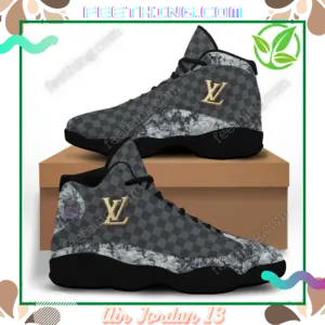 LV Louis Vuitton Gray Logo Air Jordan 13 Trending Shoes Fashion Sneakers Luxury