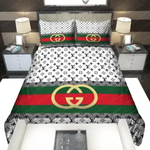 Gucci Louis Vuitton Symbol Logo Brand Bedding Set Luxury Bedroom Bedspread Home Decor