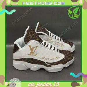 Louis Vuitton Black Gold LV Logo Air Jordan 13 Sneakers Fashion Trending Shoes Luxury