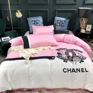 Chanel Flowers Pinky Logo Brand Bedding Set Home Decor Luxury Bedspread Bedroom