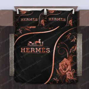 Rose HermใจS Logo Brand Bedding Set Home Decor Luxury Bedroom Bedspread