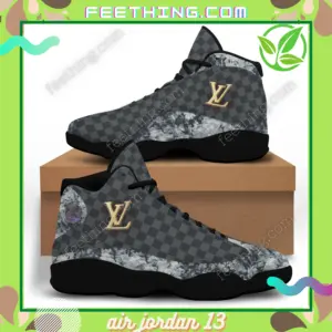 Louis Vuitton Gray Smoke Golden Logo Air Jordan 13 Shoes Sneakers Luxury Trending Fashion