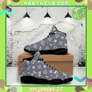 Louis Vuitton Smoke GrayLV Logo Air Jordan 13 Shoes Fashion Sneakers Trending Luxury