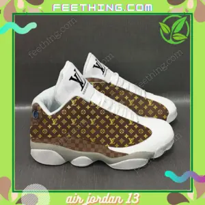 Louis Vuitton White BrownLV Logo Air Jordan 13 Shoes Luxury Fashion Trending Sneakers