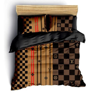 Louis Vuitton Logo Brand Bedding Set Bedroom Luxury Bedspread Home Decor