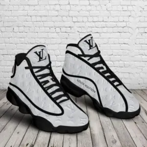 Louis Vuitton Gray Logo Air Jordan 13 Sneakers Shoes Trending Fashion Luxury