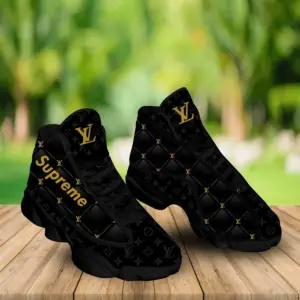 Louis Vuitton Black Logo Air Jordan 13 Sneakers Luxury Shoes Fashion Trending
