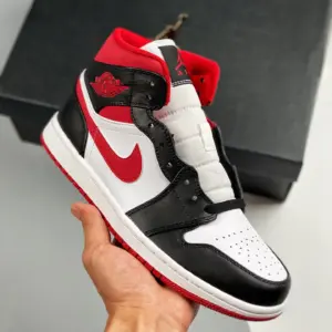 Air Jordan 1 Mid Metallic Red White Gym Red-Black For Sale